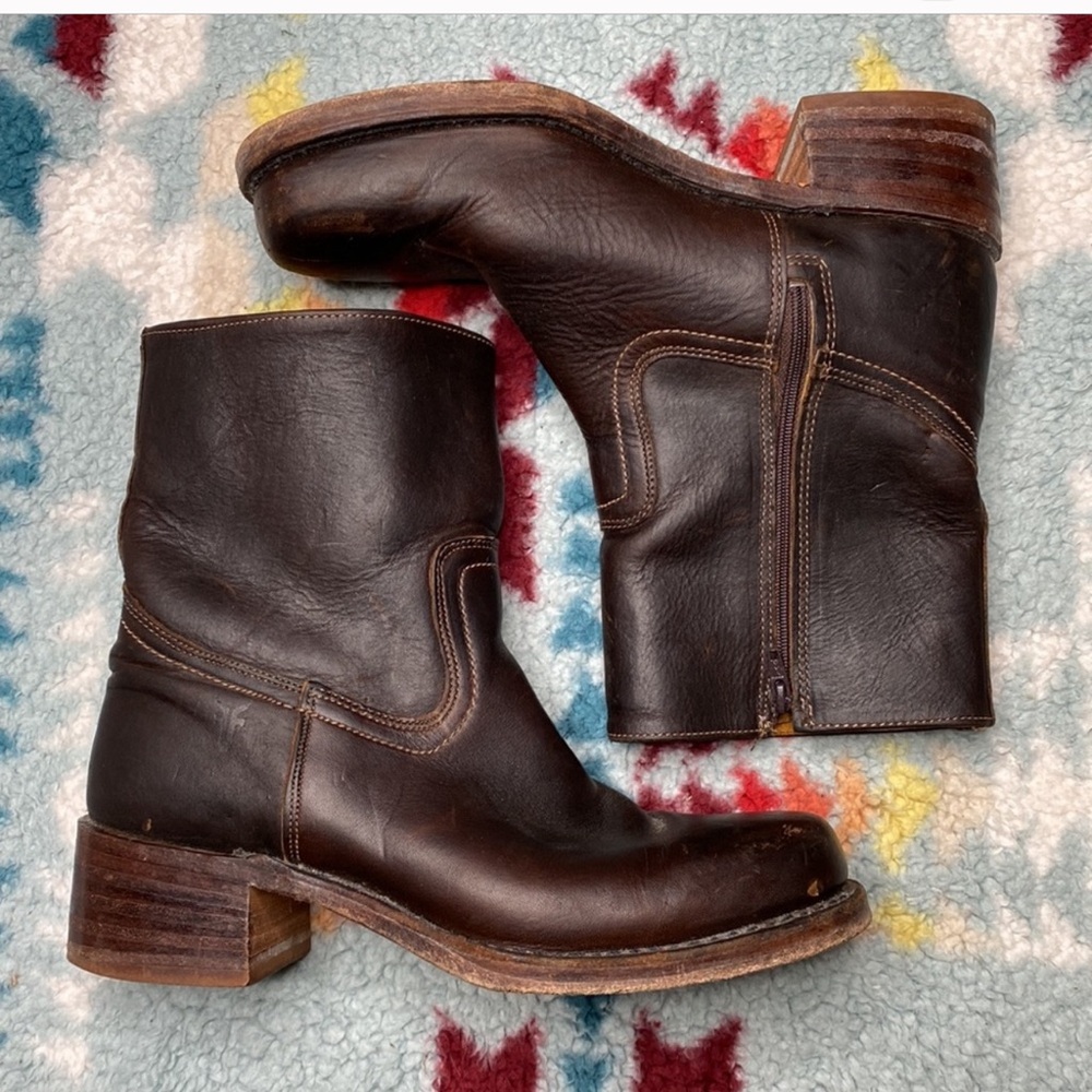 Frye brown leather vintage short Campus boots 9.5 women’s